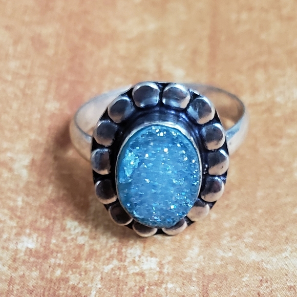 New Sugar Druzy Agate 925 Silver Ring. - Picture 5 of 8